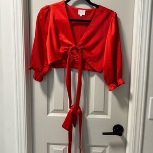 Dee elly, medium red cropped top.